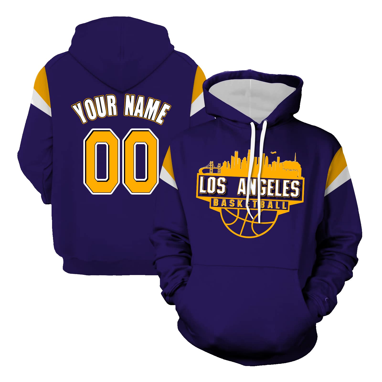 Ryokozashi Custom Hoodie for Men Add Name & Number Basketball Fans Gifts Hooded Pullover Sweatershirt Customize Personalized