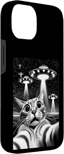 Miniatura 6 de iPhone 13 Pro Max Cat UFO  Funny Invasion Meme Retro Alien Cat UFO Selfie Case