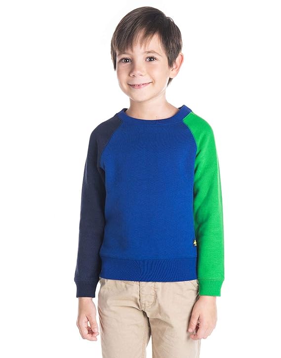 Kids Unisex Classic Crew Cotton Blend Sweatshirt (CTWS-SWSHRT-2281_Blue)