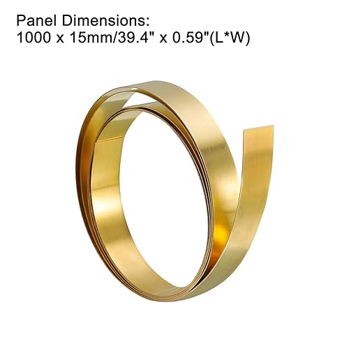 Miniatura 7 de uxcell Rollo de hoja de latón, placa de lámina de metal 39.370 in x 0.984 in x 0.008 in, 2 unidades