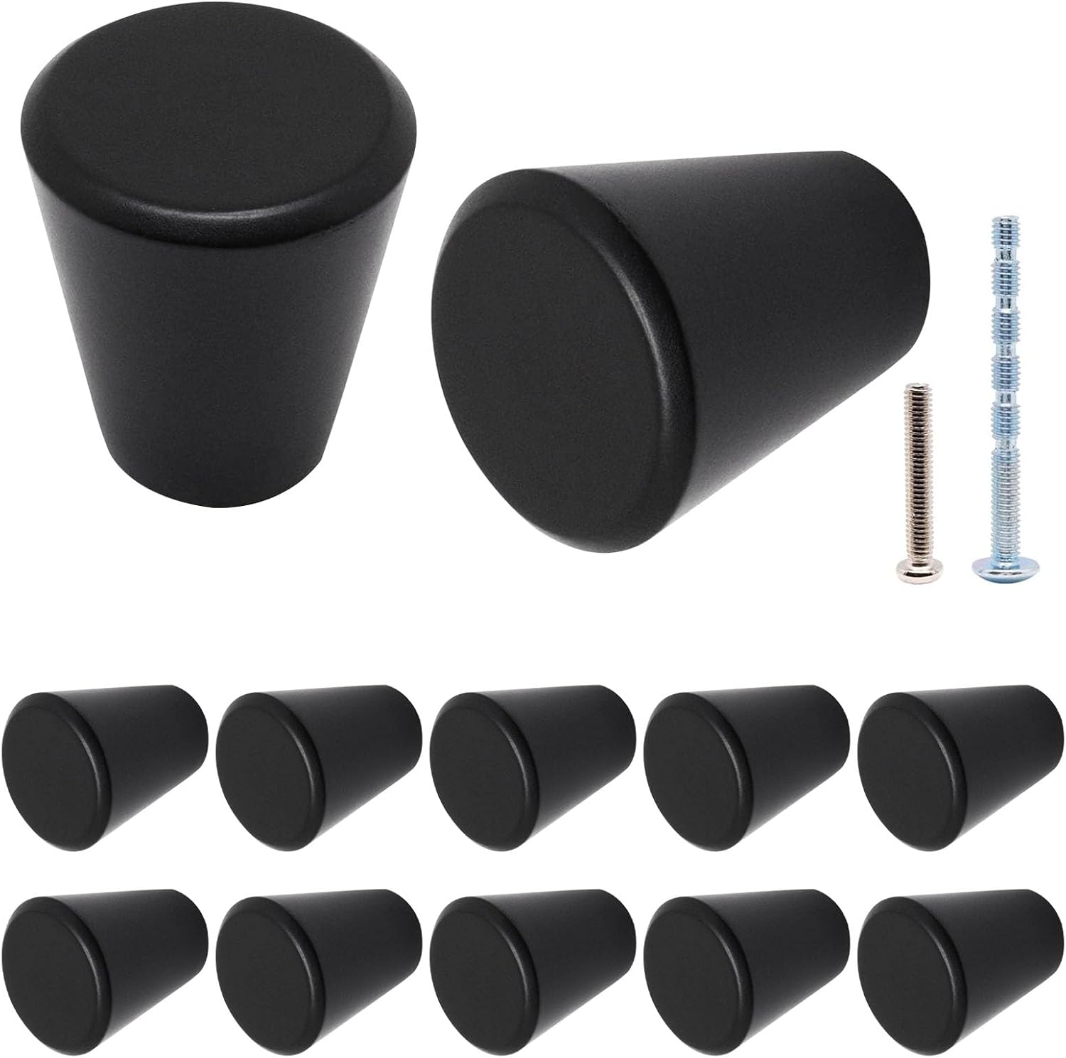 Black Cabinet Knobs, Dia. 3/4 inch Cone Dresser Knobs Small Drawer Knobs Drawer Pulls Black Knobs for Dresser Handles for Cabinet Closet Kitchen Cupboard (4pack, Matte Black)