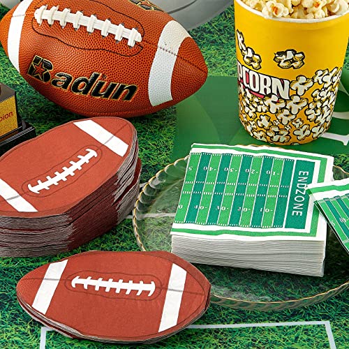 100 Pieces Football Theme Napkins Football Shape Paper Napkins Square Football Field Napkin Paper Football Napkins For Game Sports Themed Birthday Party Favors Table Decor #TOP4