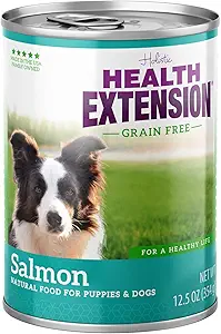 Health Extension Salmon Entrée Wet Dog Food Grain-Free, 12.5 oz – Protein-Rich Recipe, Hydration Support, Ideal for Sensitive Stomachs (Case of 12 Cans)