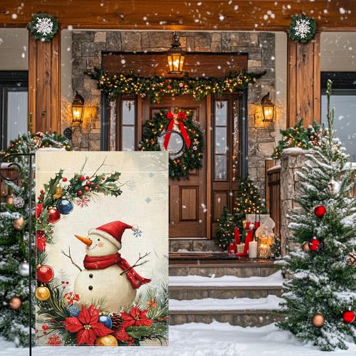 Drapeau de jardin bonhomme de neige double face抗风不褪色户外花园装饰旗