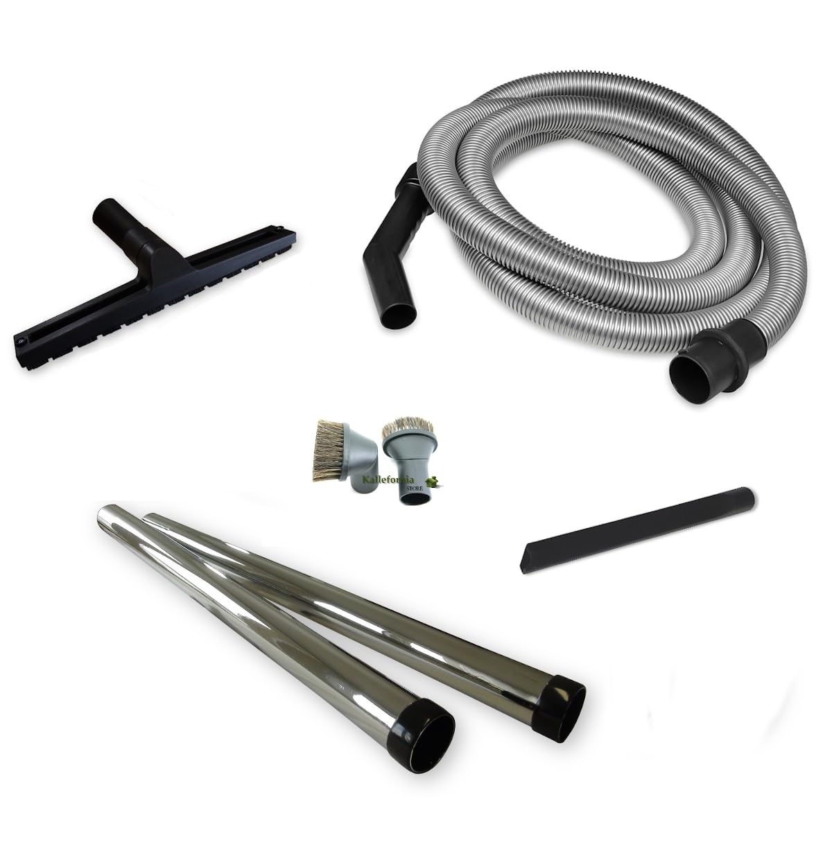 Kallefornia K680E_Kit2 Saugschlauch Set inkl. Chrom Saugrohr + Düsen-Set passend für Kärcher 2000 E/Te