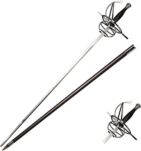 Miniatura 1 de BENJUNC Espada de esgrima española de barrido en espiral renacentista de 45.8 pulgadas para cosplay, colección, regalos