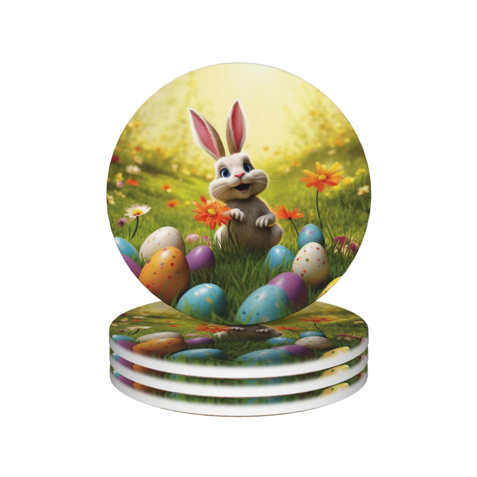 Dessous de verre Happy Easter en céramique absorbante pour verre et tasse