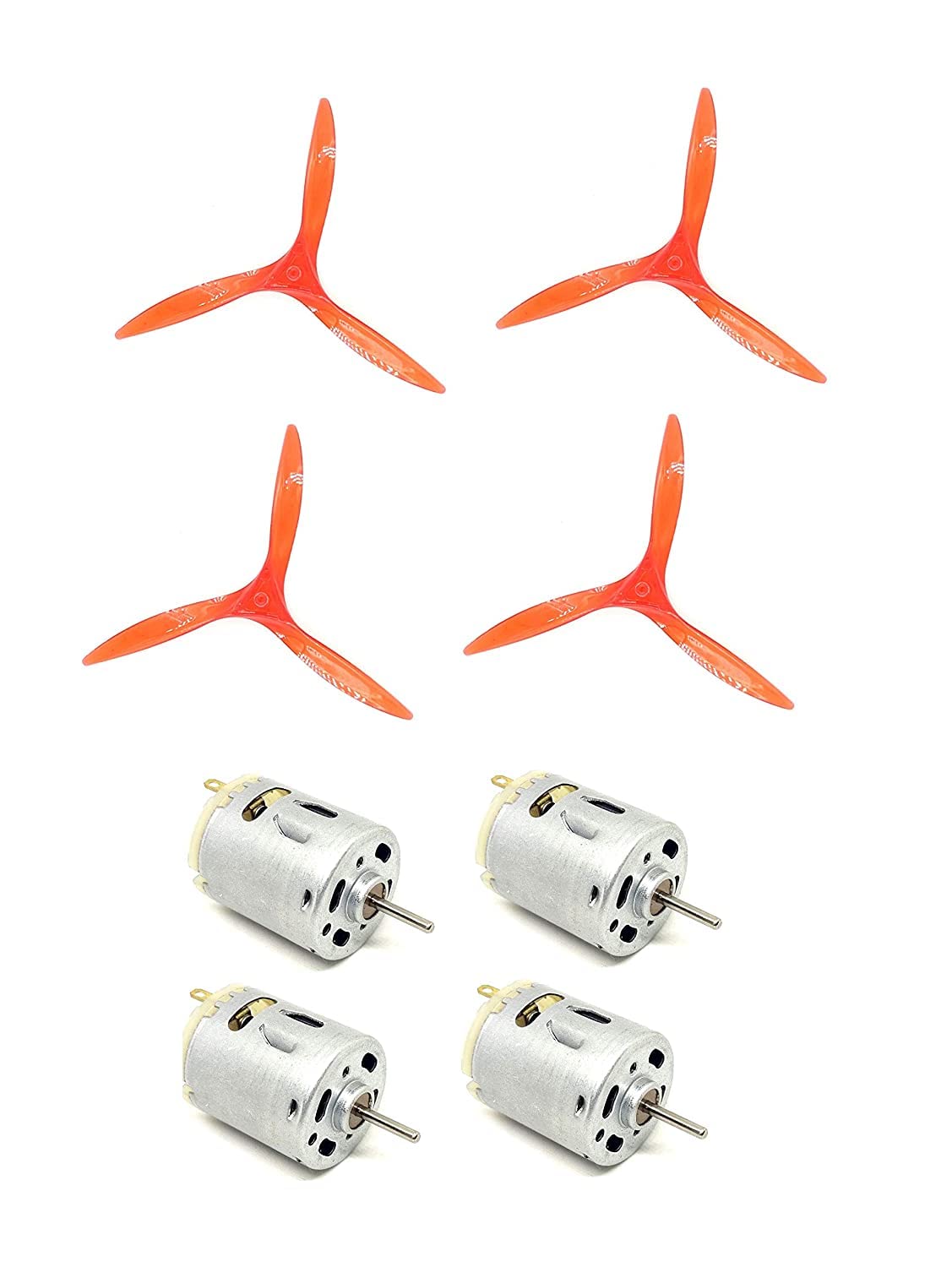 RASHRI ; One For All 4Pcs 6V - 12V DC Toy Hobby DC Motor 27x33mm + 5 inch 3 Blade Fan Propeller Prop Shaft DC Motor Hobby DIY Science Projects