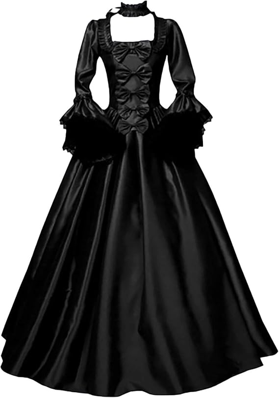 Gothic Maxi Dress Long Sleeve Dress for Women Medieval Vintage Ball Gown Bandage Long Gown Dresses Waisted Dress