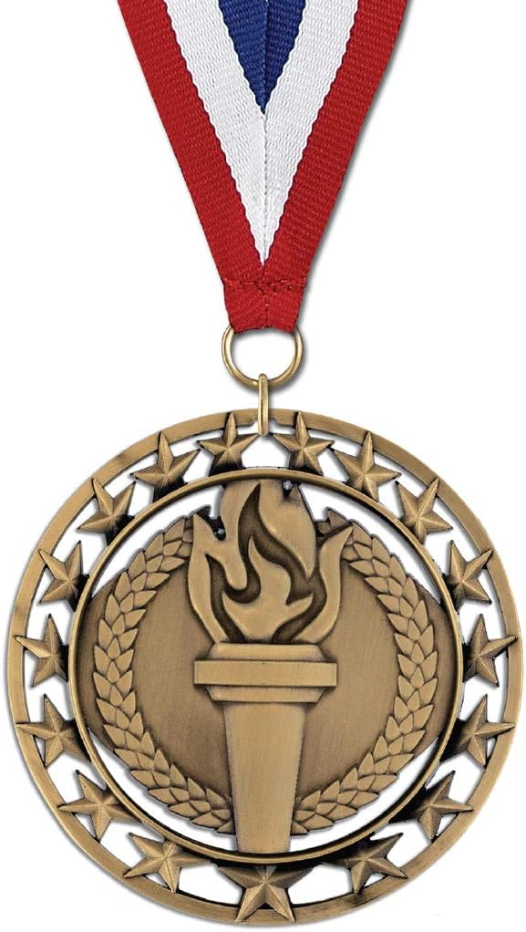 Hodges Badge Genuine Award Medals - Gold Silver or Bronze with Neck Ribbon - Set of 10