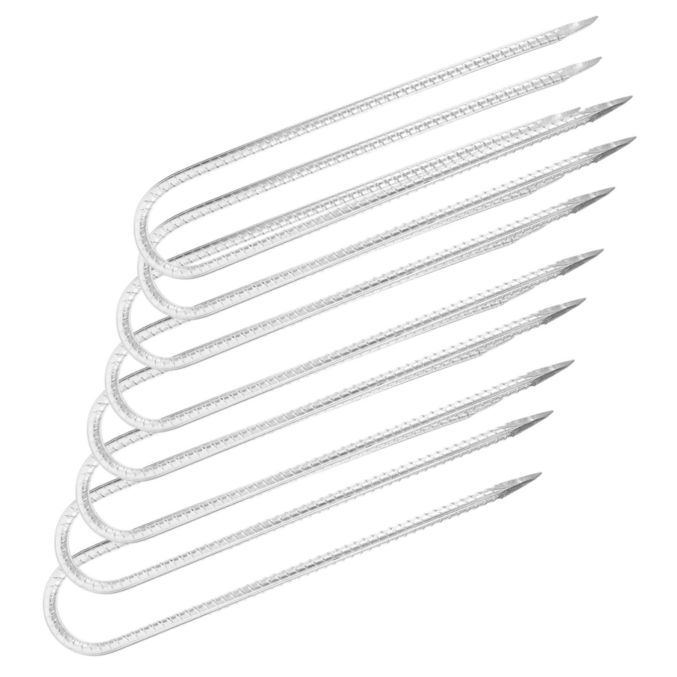 Piquets de Jardinage en U Acier Argenté, Lot de 8 pour Tente et Toile