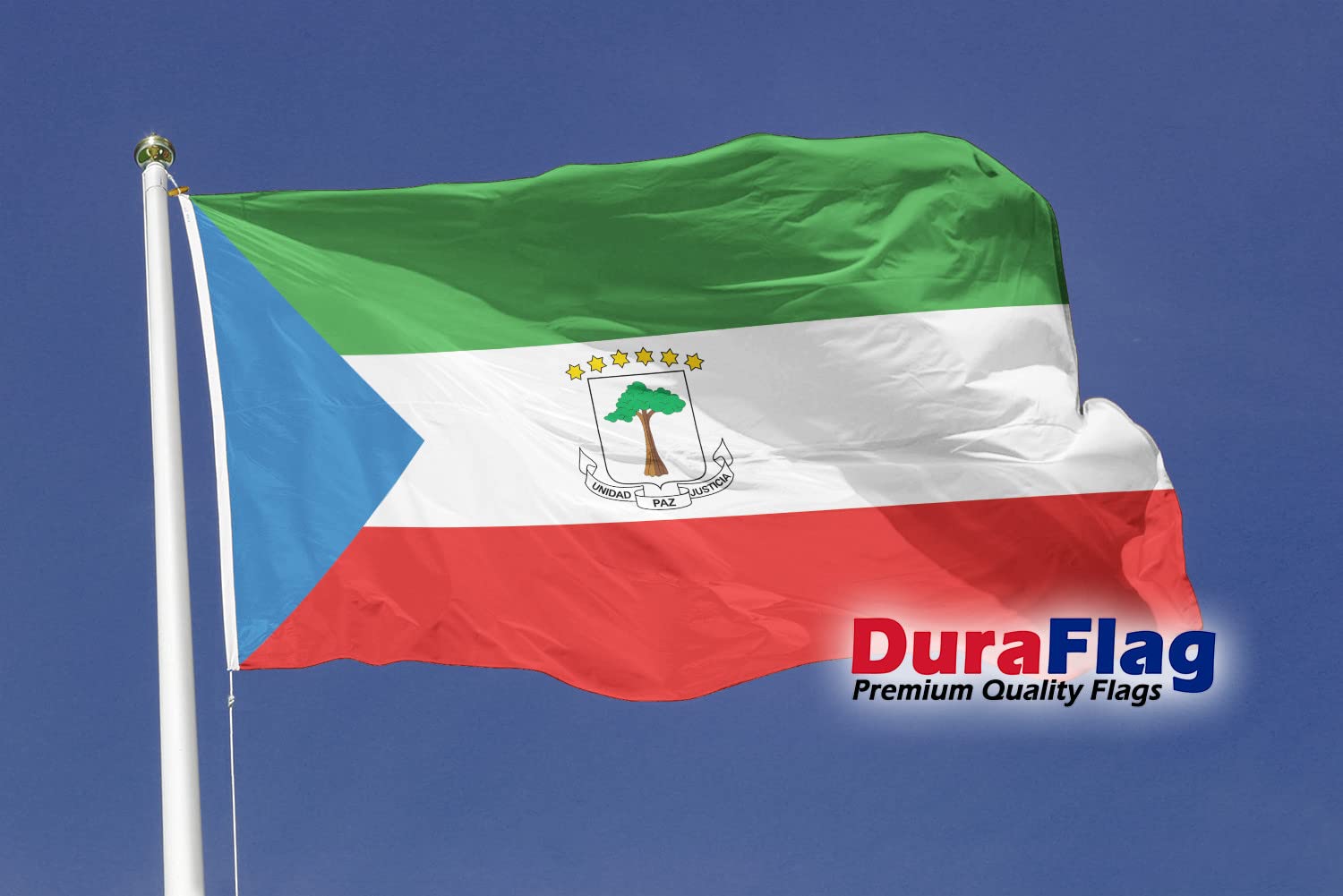 DuraFlag Equatorial Guinea Small Courtesy 20x12" Rope and Toggled Premium Quality 50x30cm Flag
