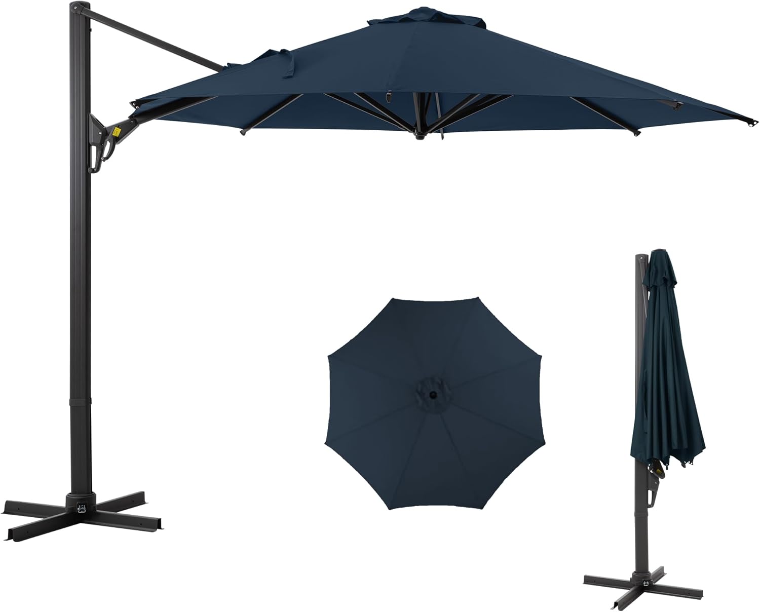 Patio Umbrella, Outdoor Table Market Umbrella with Push Button Tilt and Crank Sturdy Metal Ribs for Deck, Lawn, Pool& Backyard