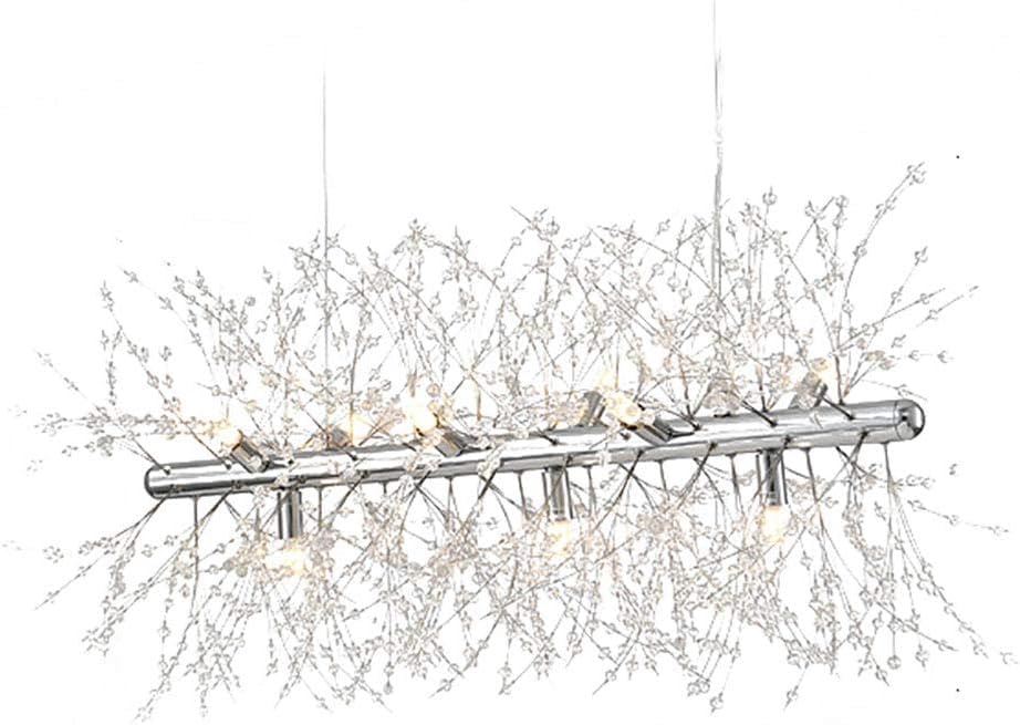 Lustre cuisine cristal G9 suspendu : plafonnier linéaire hauteur réglable