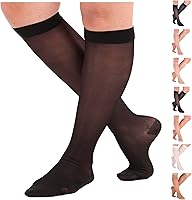 Vista 8 de ABSOLUTE SUPPORT Hecho en EE. UU. - Medias de compresión graduada opacas de soporte transparente para rodilla para mujeres 15-20mmHg Para Beige
