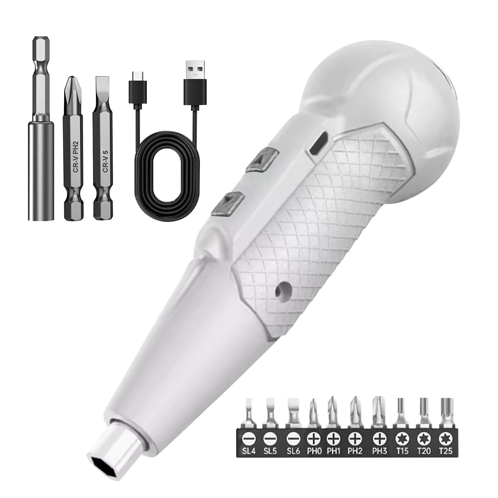 Electric Screwdriver Cordless, Rechargeable Power Tools Set, Portable Magnetic Repair kit with LED Light and Type-C Cable
