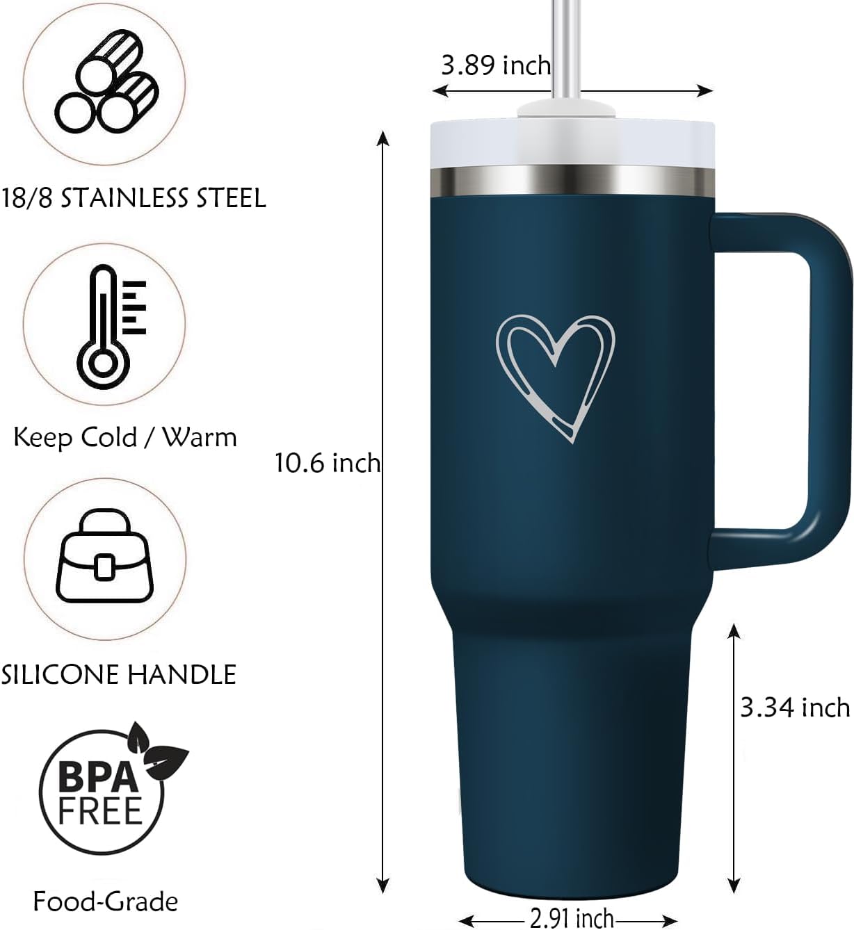 Stay Hydrated in Style: The Best 40 oz Stainless Steel Tumbler with Handle!