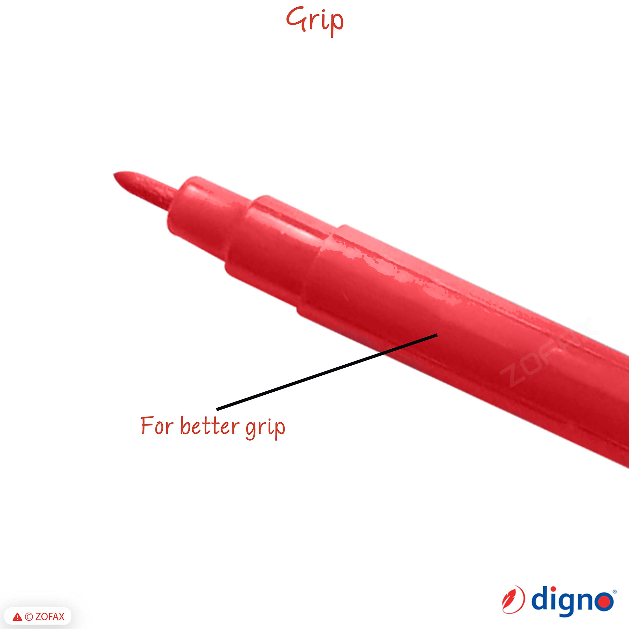 DIGNO SketchStic Felt Tip Pens, RED, Pack of 12, Fibre Felt Tip Colour Pens, Write Draw Sketch Mark - Image 4