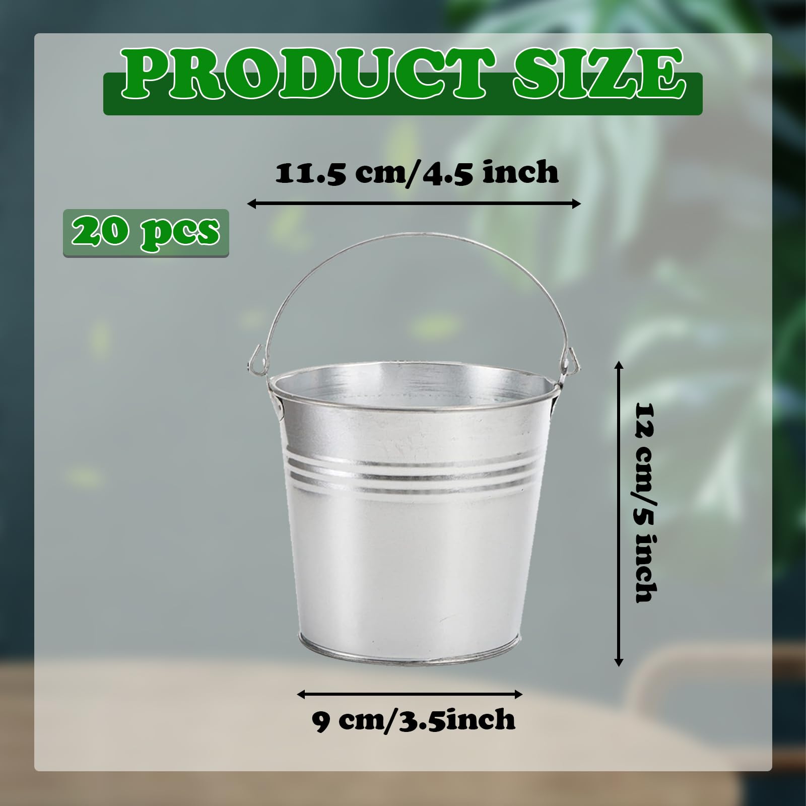 Hyuetrsa 20-Piece Galvanized Bucket Set (4.5x5) Metal Buckets with Handle Rustic Metal Pails with Handles for Flowers, Crafts, Holidays & Farmhouse Table Centerpieces