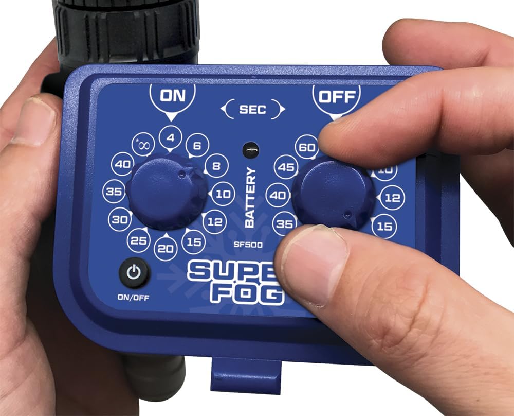 Programador de grifo para automatizar la nebulización en tu jardín o patio. Configura el ON/OFF en segundos para ahorrar agua y ajustar tu nebulización al calor actual