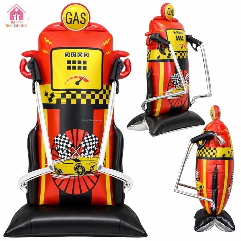 Image of Party Warehouse Racing Theme XXL Self Standing Foil Balloons |Traffic Signal & Gas Pump foil Balloons for Kids Birthday,Car /Race Theme Party & Motorsport Event|Race Decoration set(Pack of 2) 4ft