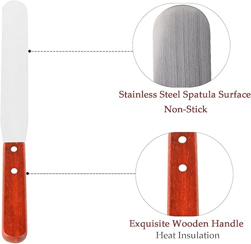 Miniatura 4 de Echaprey Esparcidor profesional de acero inoxidable en forma de T para adaptarse a grandes crepas crepé, 3 piezas (esparcidores de 5 pulgadas, 7