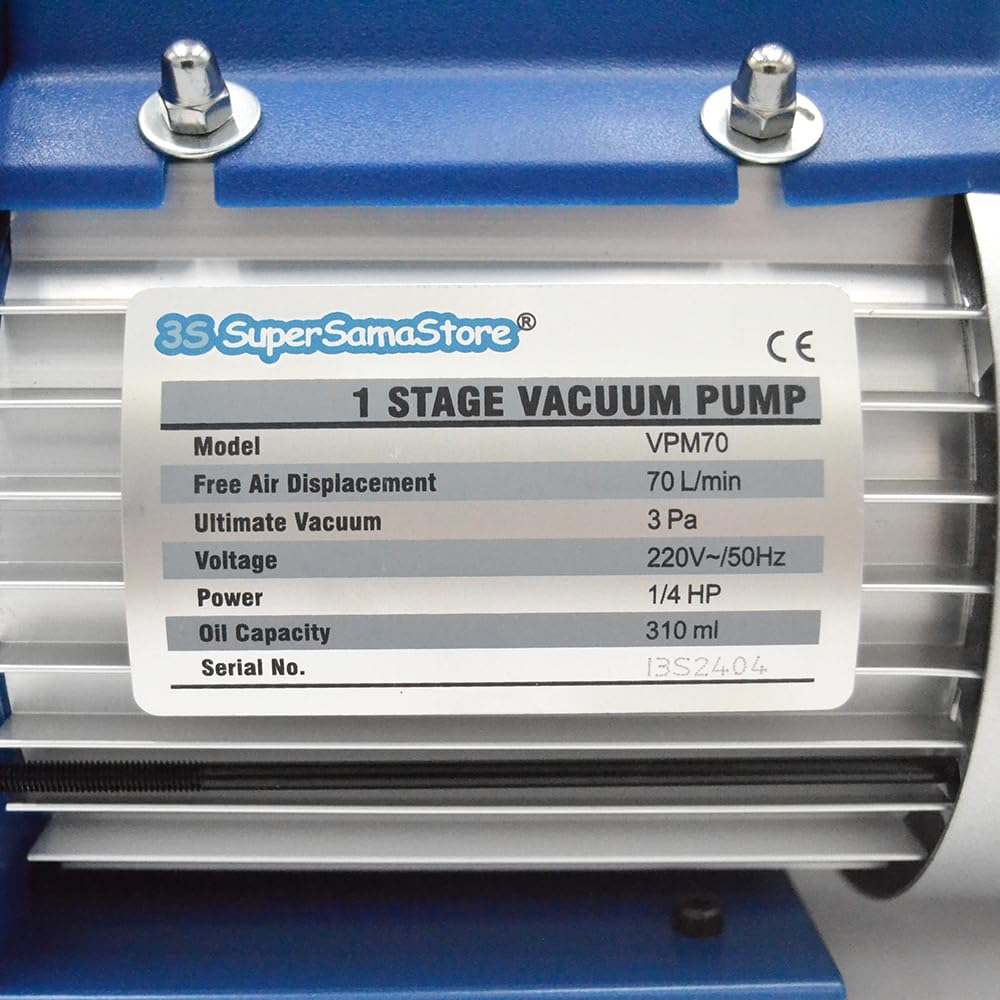 3S SuperSamaStore Kit Vakuumpumpe Einstufig 70 L/min mit Zweiventil-Manometer Multigas und Bördelwerkzeug 5/16"–1/2" für Installation und Wartung von Klimaanlagen