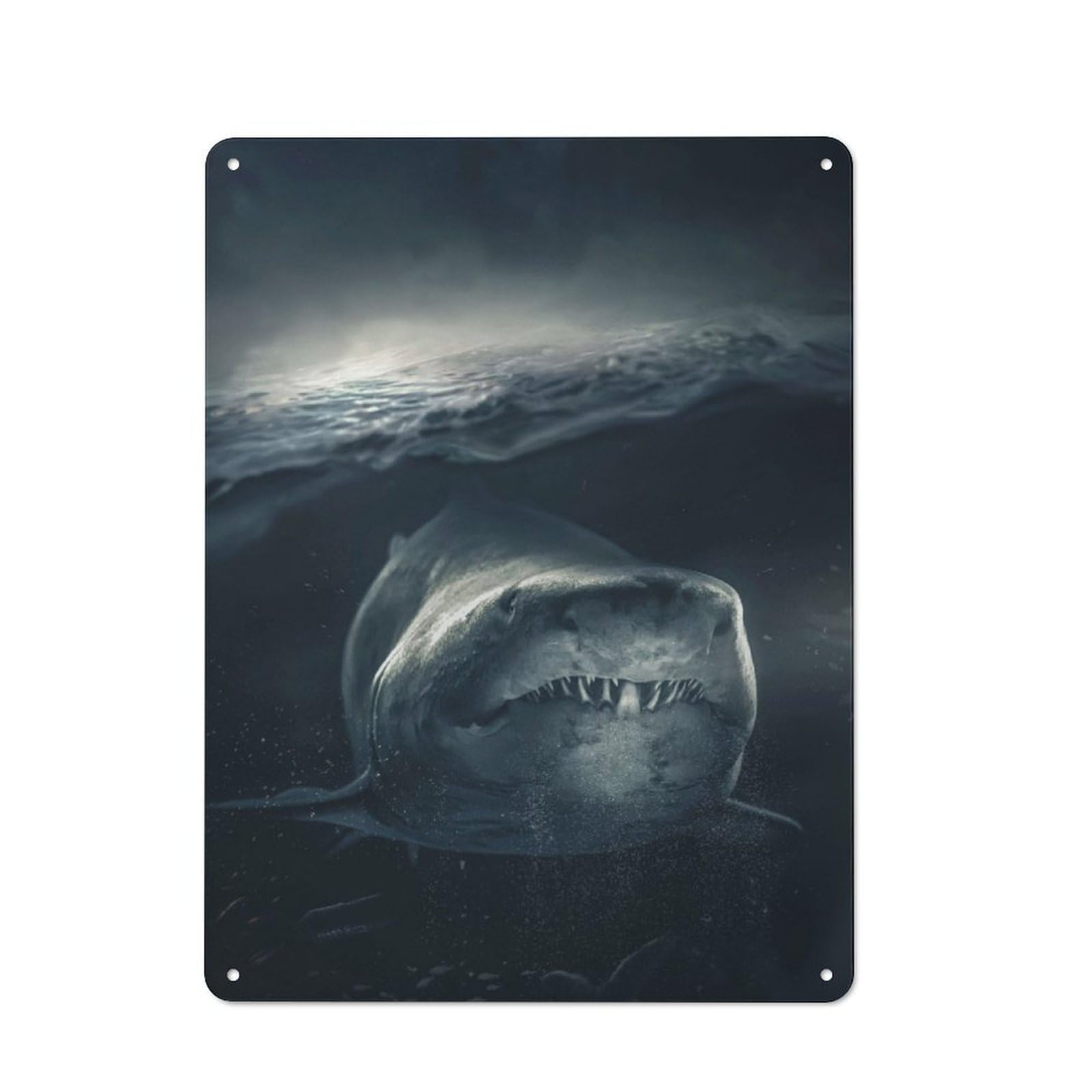 Junmoney Underwater Shark Retro Metal Sign With Design 40X30cm, Nostalgic Vintage Wall Decor For Kitchen, Hallway, Bar Or Small Cafe