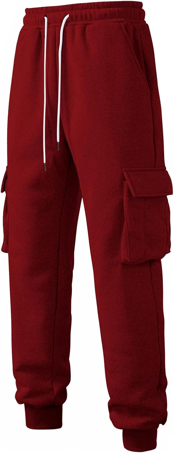 PIDOGYM Mens Fleece Cargo Sweatpants Heavyweight Tapered Joggers Athletic for Men Workout Running with Pockets - Image 4