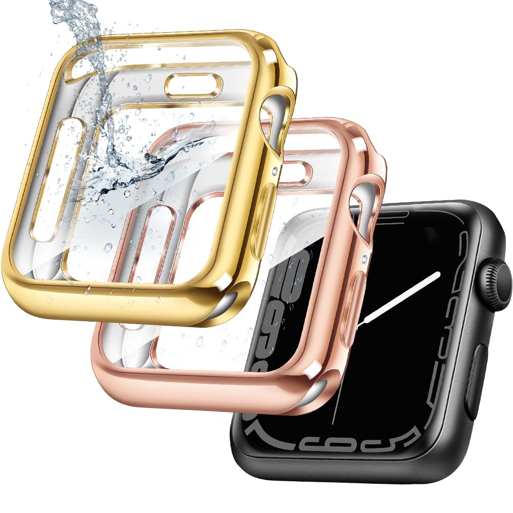 top4cus 40mm Case Soft Flexible Lightweight Anti-Scratch Overall Protective 40mm Iwatch Waterproof Cover Case Shiny Workout Shockproof Bumper Compatible with Apple Watch Series 6/SE/5/4 - Gold — view 14