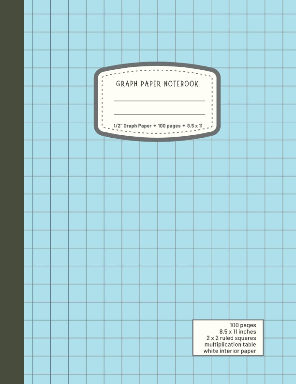 1/2 Inch Graph Paper Notebook: Graph Paper for Kids Large 1/2 Inch Squares Notebook to Use as Calculation Paper Drawing Grid Paper Scientific Graph ... Graphing Paper Calligraphy and More | Blue