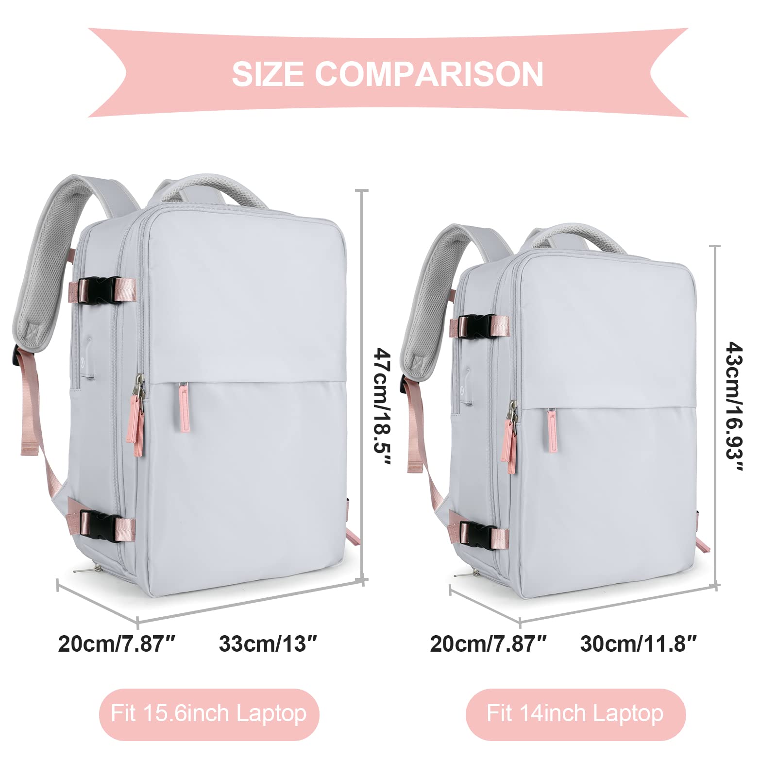 SZLX Zaino Ryanair 40x20x25 Bagaglio a Mano zaino Borse da Cabina per Easyjet 45x36x20 Zaino da Viaggio donna con porta ricarica USB, Borsa da Viaggio aereo Zaino Computer Impermeabile Casual Daypack