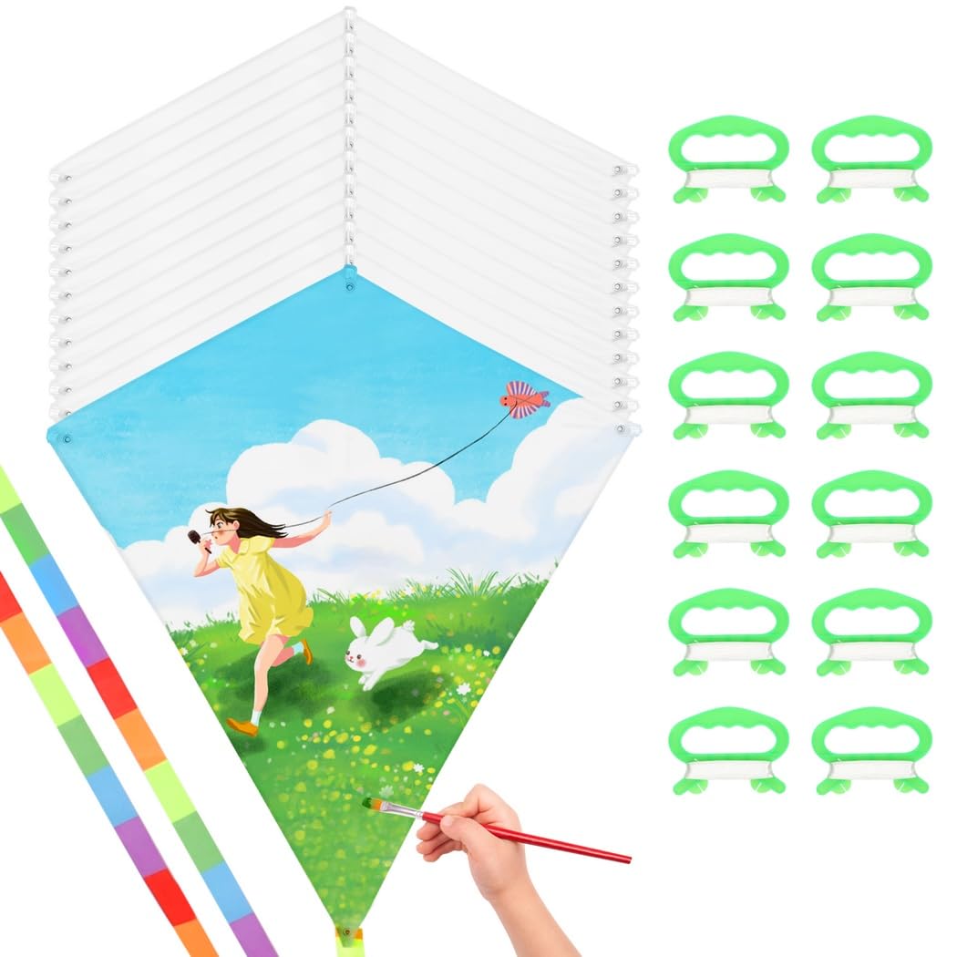 Cerf-volant blanc pour enfants - Jouet créatif à colorier - Cerf-volant avec émerillon et ligne