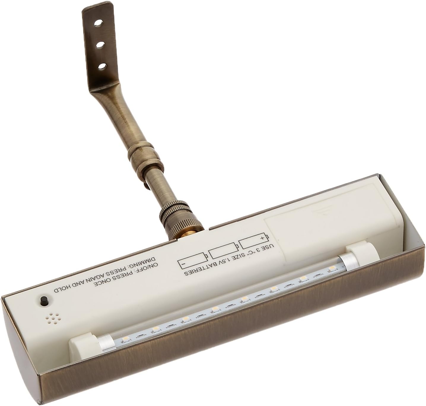 Exclusive Special Concept Lighting 202L Cordless Remote Control LED Picture Light-7 3/4 inch Antique Brass with Silver Undertones, Small
