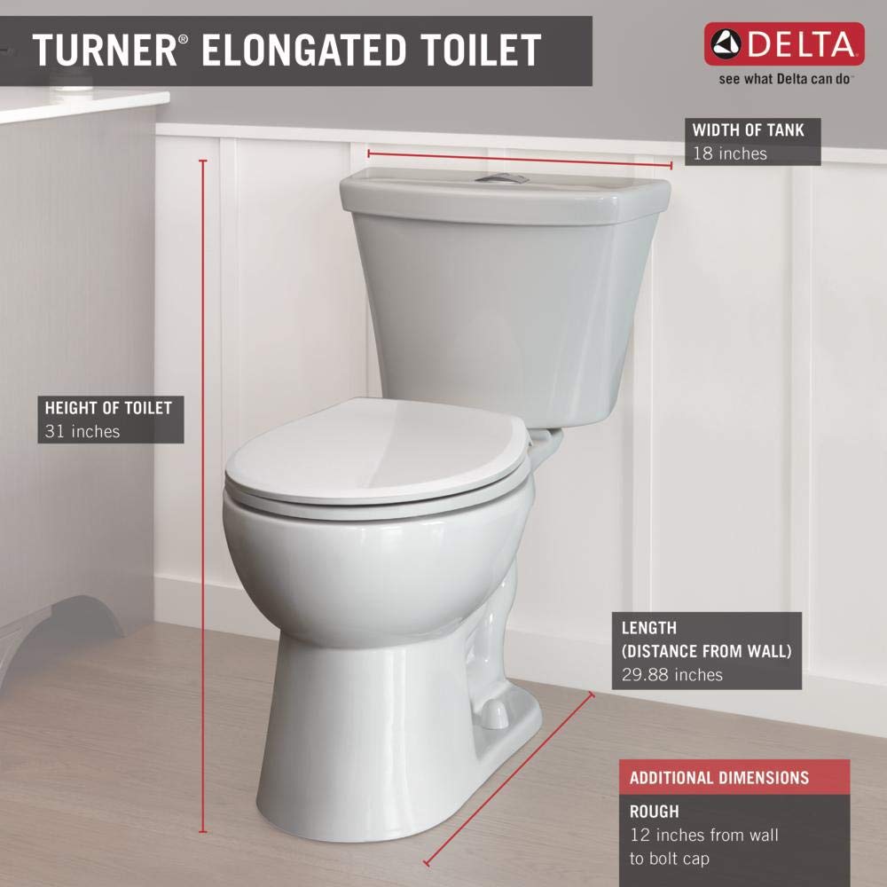 Delta Turner 2Piece 1.1 GPF/1.6 GPF Dual Flush Elongated Front Toilet