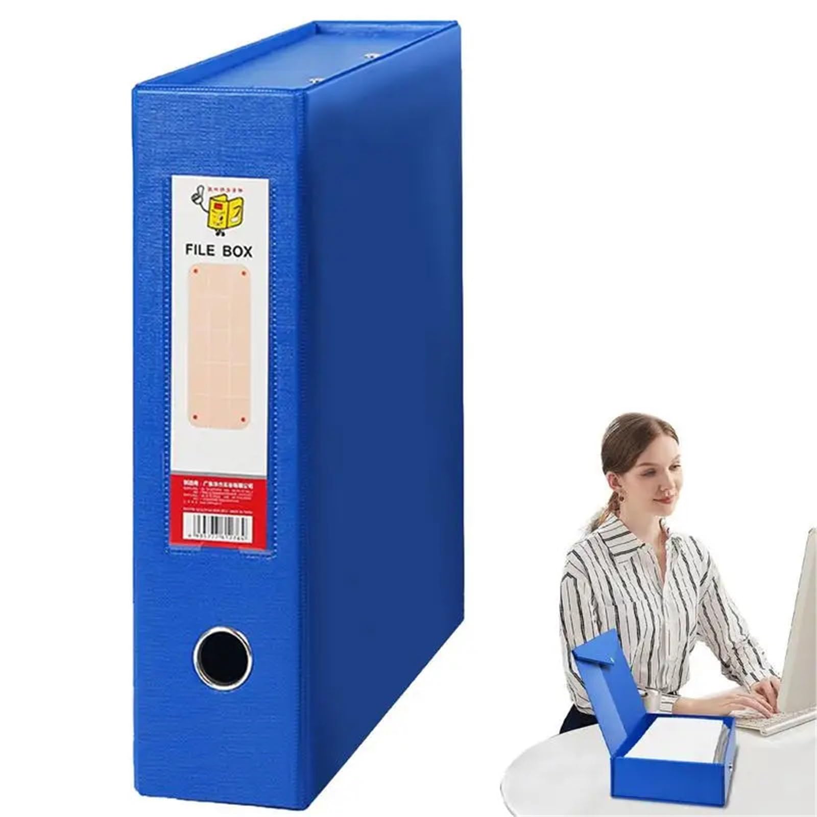 Cartella In Scatola Scatole for file A4 Scatola for documenti in cartone Design con coperchio integrato impermeabile Raccoglitore for file Scatole for file Per L'Archiviazione Dei Documenti(Dark blue)