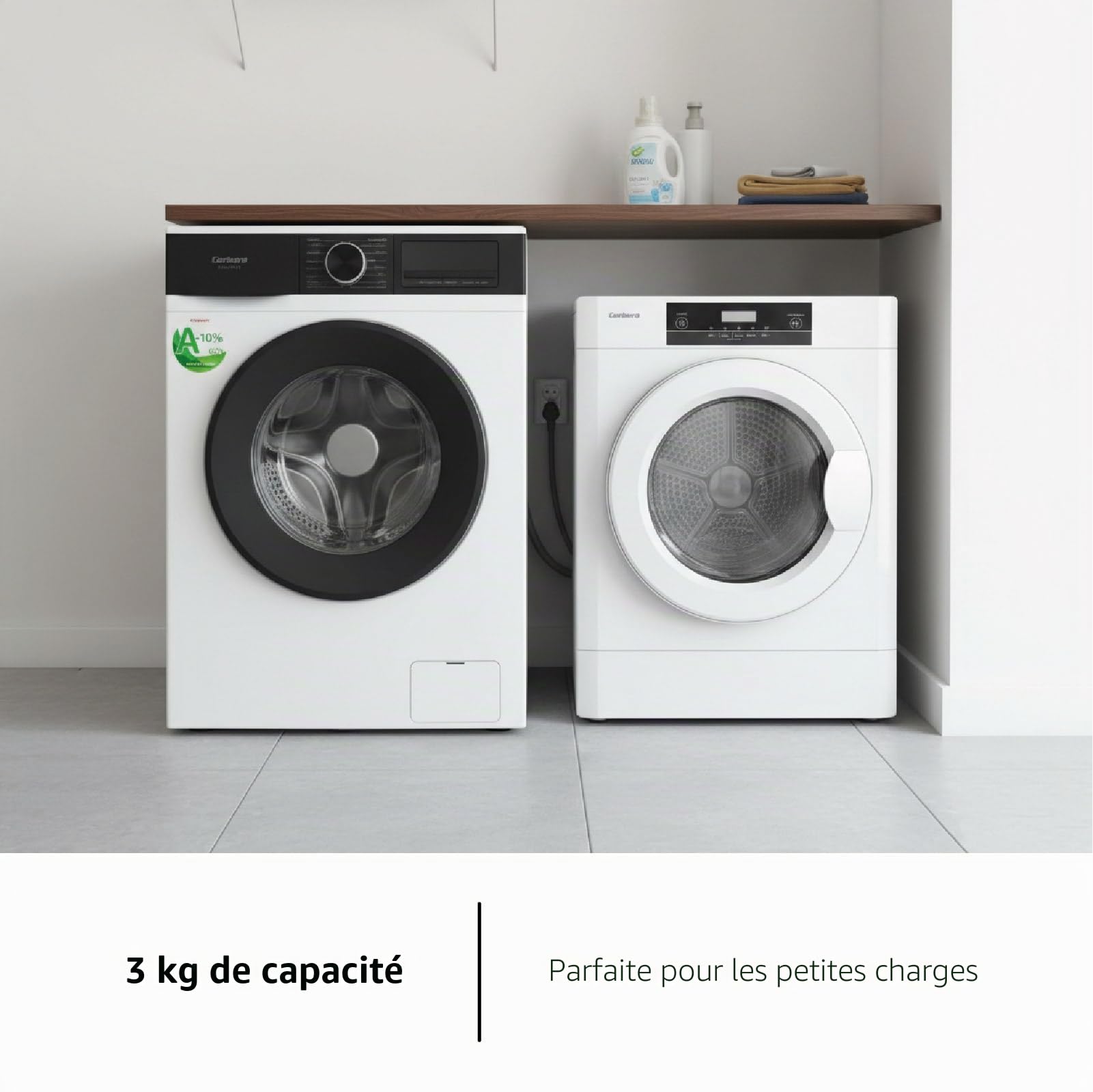 Corberó CSM320W Sèche-linge d'évacuation Charge avant, 3 kg, Évacuation, Affichage LED, Blanc, 5 programmes, séchage rapide 45 min, ouverture 180°, 65dB, Efficacité énergétique C