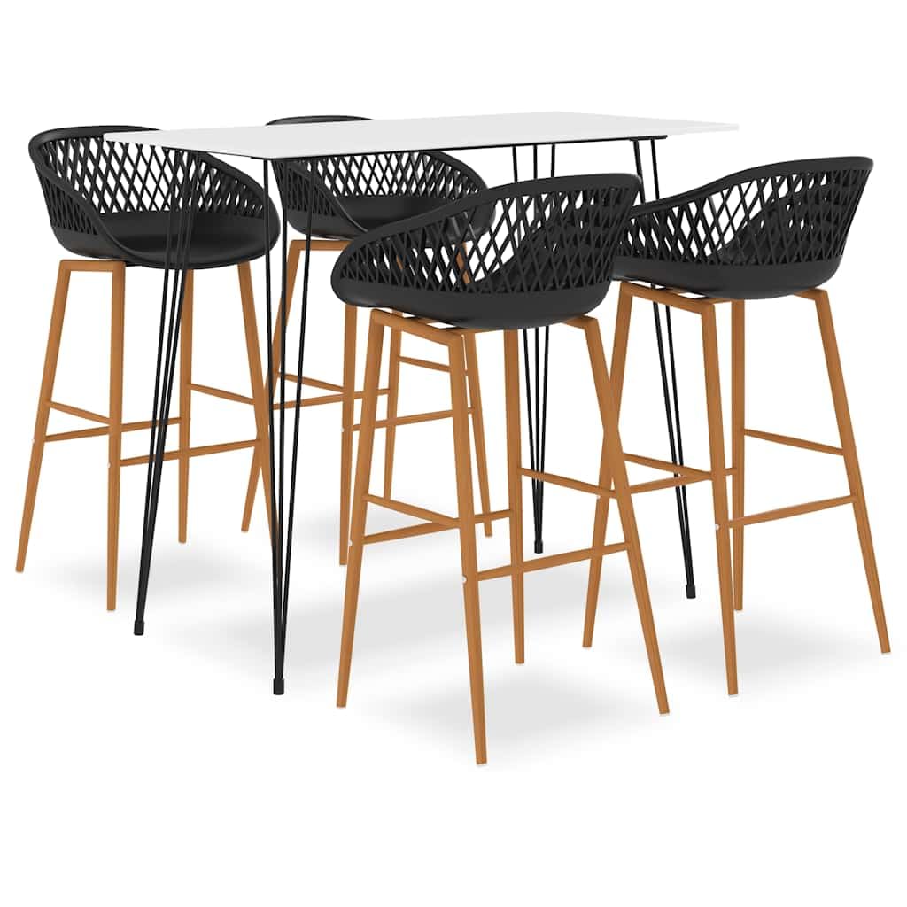 Set da pranzo da 5 pezzi con tavolo e sedie bianco e nero design moderno per sala da pranzo, cucina, ristorante, salva spazio, allungabile, robusto metallo e legno