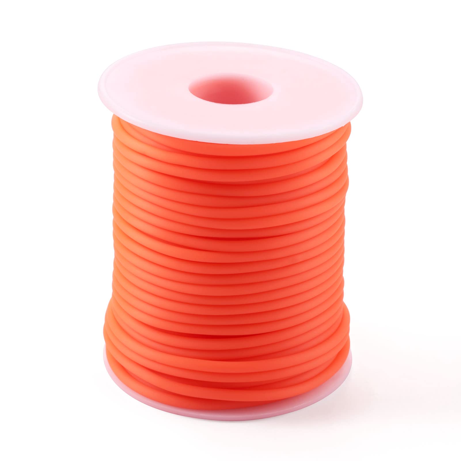 Craftdady 25m Hollow Pipe Tubing PVC Rubber Cord Rubber Tube Cord Wrapped Around For Memory Wire Necklace Bracelet Knitting, Orange Red