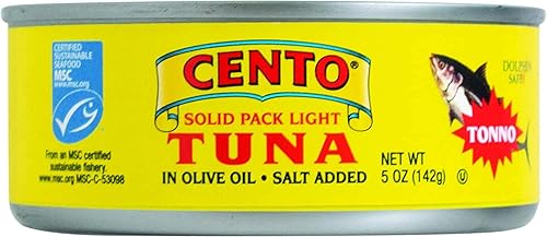 Cento Solid Pack - Atún ligero en aceite de oliva, 5 oz (142 g) (paquete de 8)
