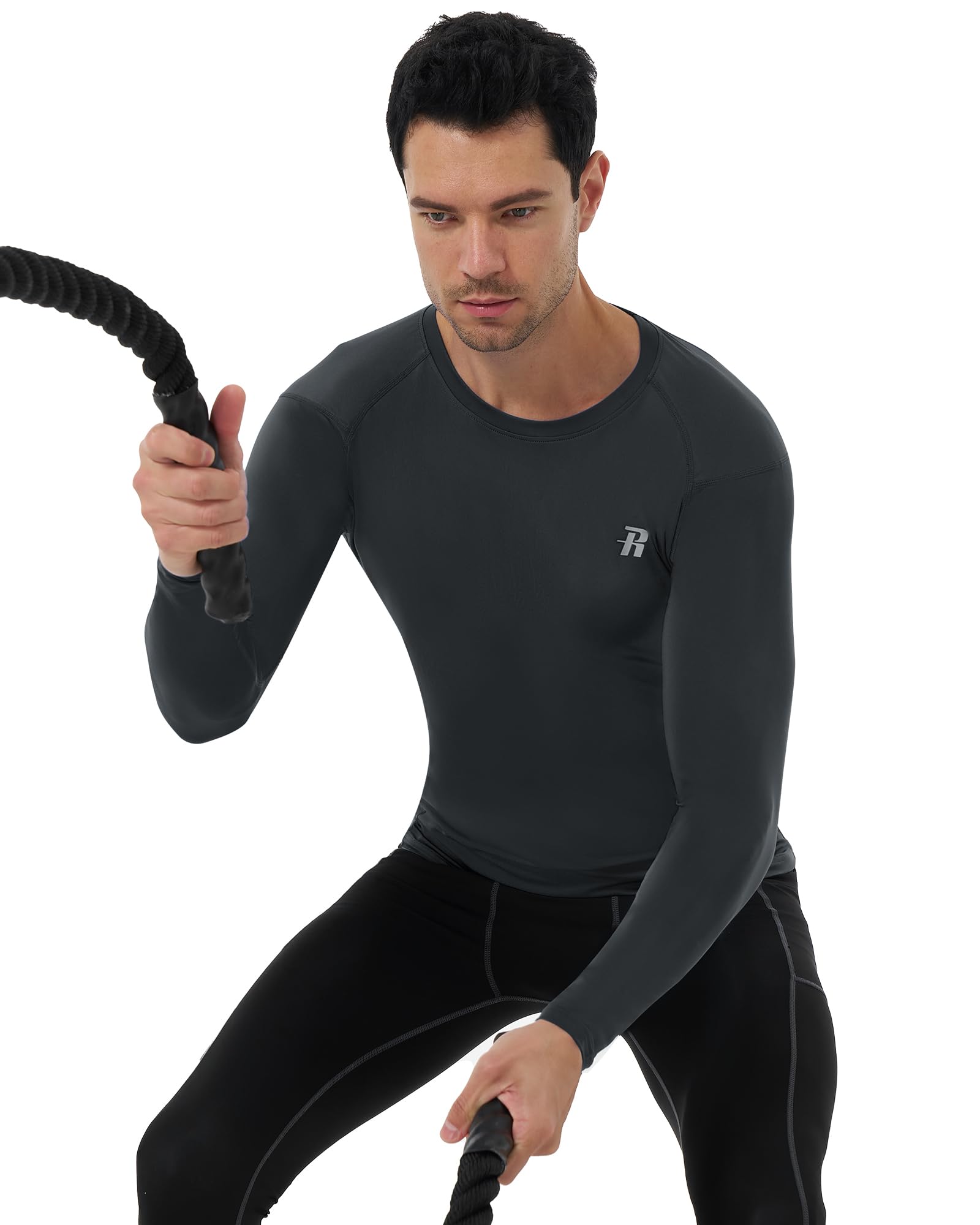 Runhit Camisas de compresión de manga larga para hombre, UPF 50+, camisas de compresión para hombre, capa base para correr y entrenar atlético