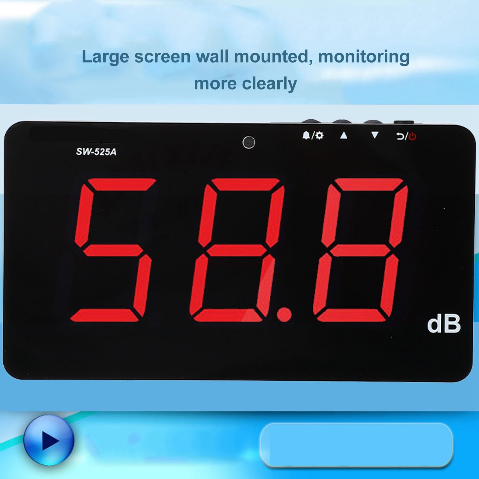 CCYLEZ Ścienny Miernik Poziomu Dźwięku z Dużym Wyświetlaczem LCD 30-130dB