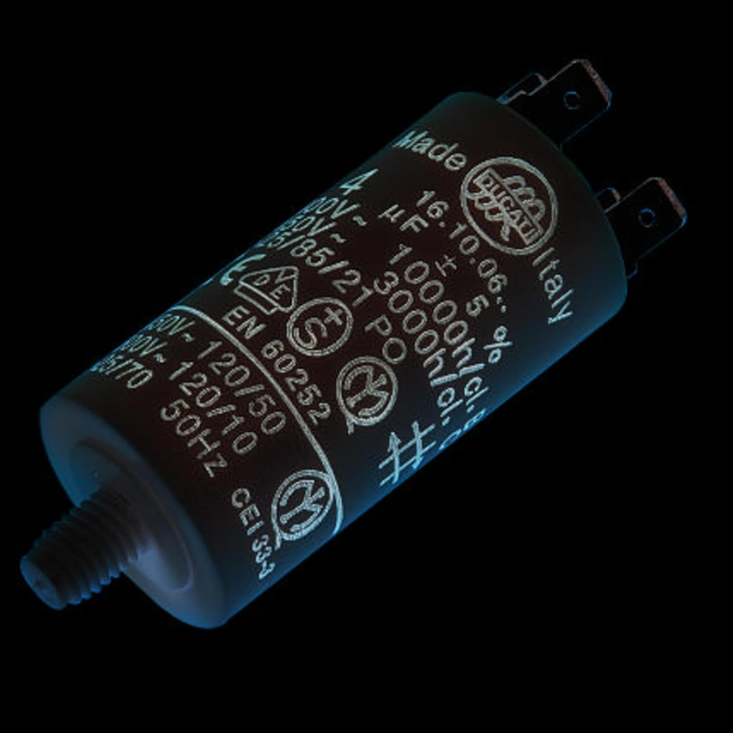 Ducati 4.16.10.26.64 Cylindrical Plastic Aluminum Capacitor 25 F 450VAC Snap-In Mount