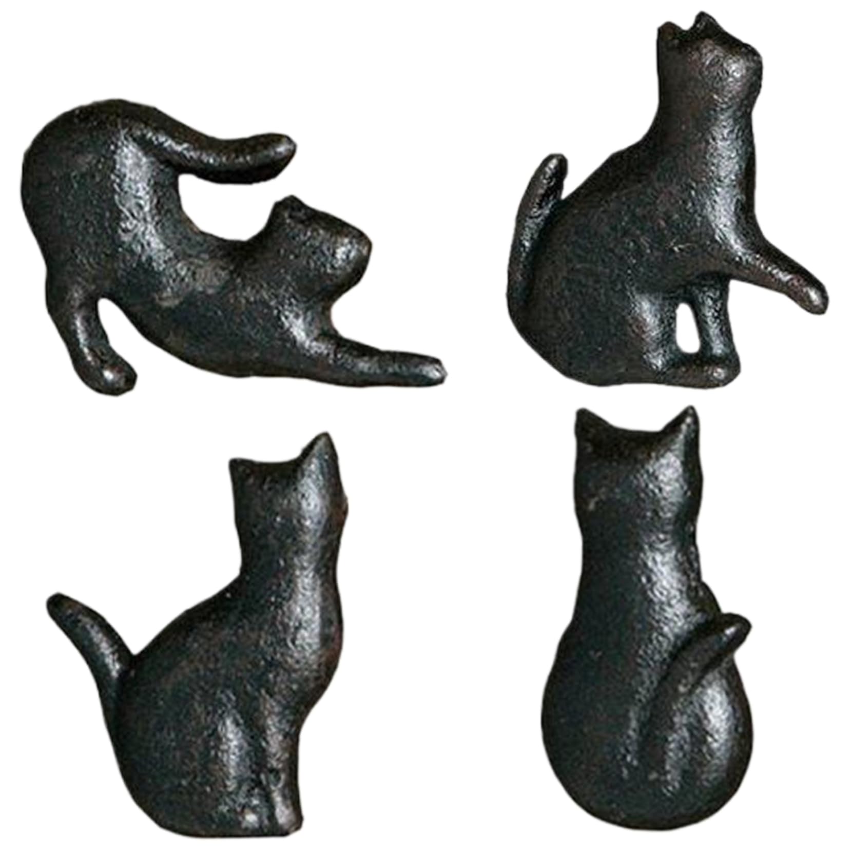Fexvan Dresser Knobs, 4Pcs Drawer Knobs Cute Cat Shaped Antique Cast Iron Dresser, Retro Creative Decorative Drawer Pulls for Cupboard Cabinet