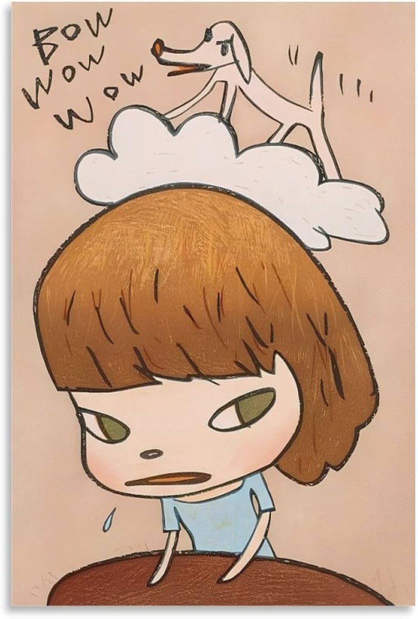 ZZYGGN GMGSW Bow Wow by Yoshitomo Nara Canvas Poster Illustrations Wall Art Painting Yoshitomo Nara Prints for Bedroom Home Picture Decor 40x50cm Frameless