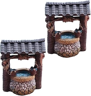 MERRYHAPY 2pcs Doll House Wishing Well Accessories Miniature Old Wishing Water Well Tabletop Miniatures