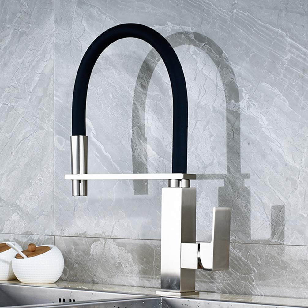 Brushed Nickle Long Swivel Spout Tap Single Hole Kitchen Faucet Mixer