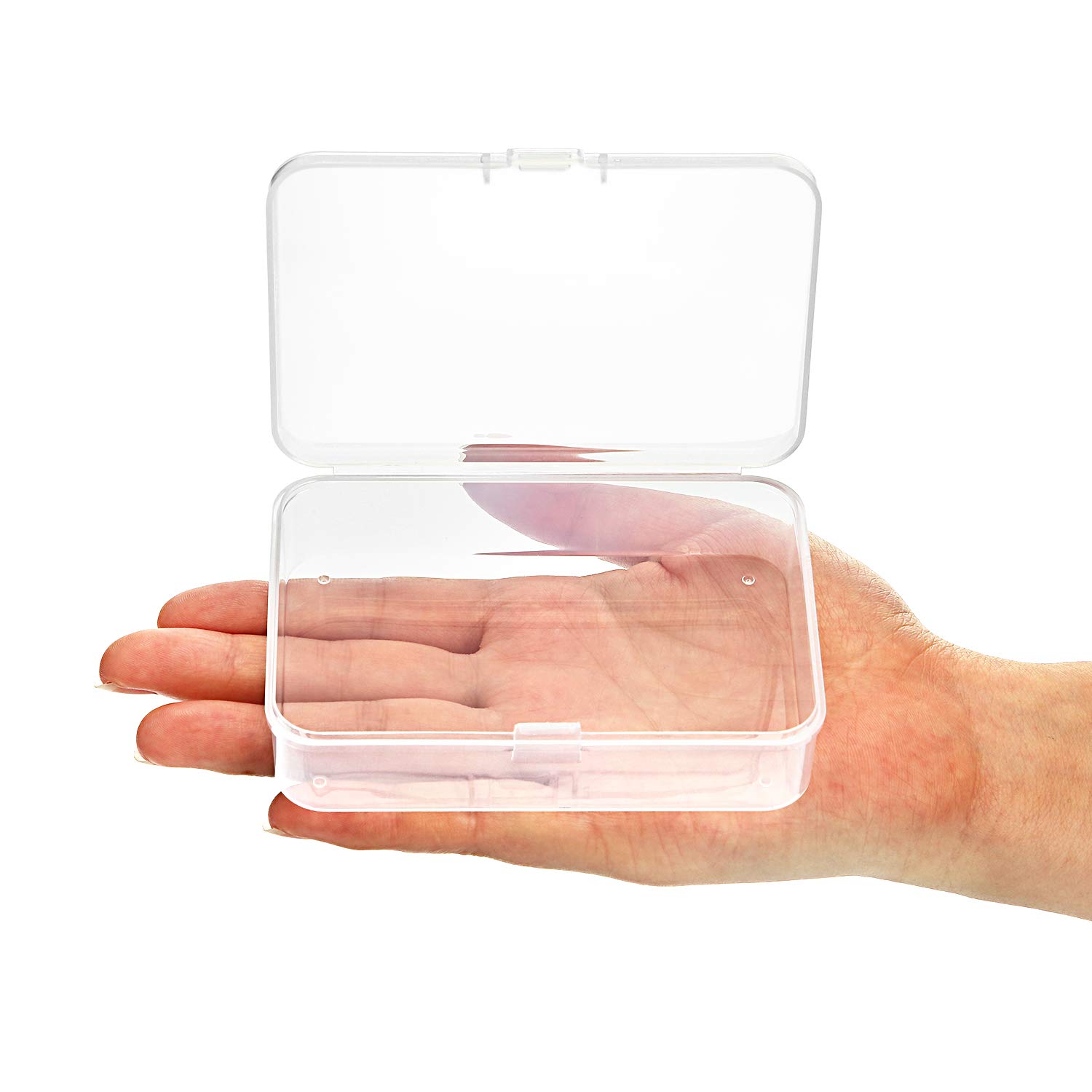 SATINIOR 24 Packs Small Clear Plastic Beads Storage Containers Box with Hinged Lid for Storage of Small Items, Crafts, Jewelry, Hardware (3.7 x 2.5 x 1 Inches)