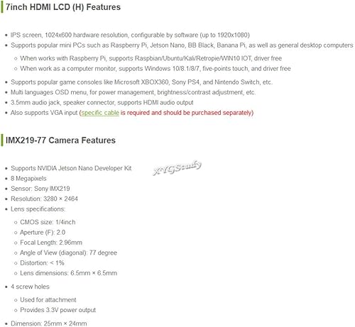 Miniatura 8 de Jetson Nano Developer Kit (B01) Pequeña computadora potente para placa de desarrollo de IA + pantalla LCD IPS táctil HDMI de 7 pulgadas, micro