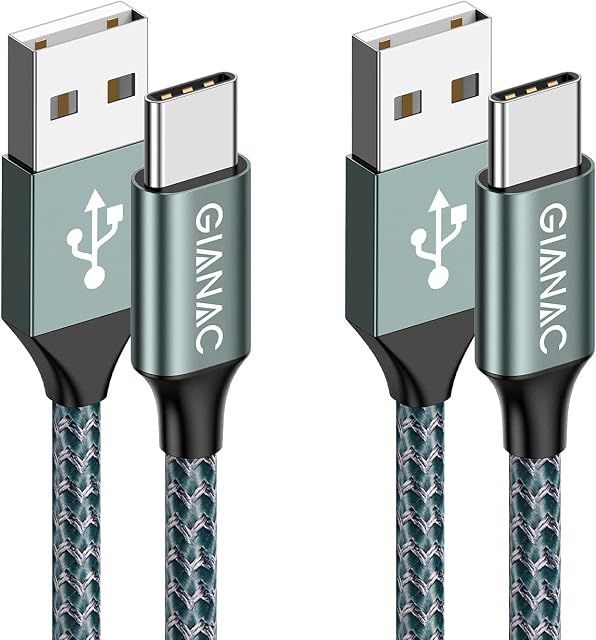 USB C Cable, 2Pack 1M/3.3FT USB C Charger Cable Nylon Braided Type C Charger Cable Fast Charging Compatible for Samsung S22 S21 S20 S10 S9 S8 Plus, Huawei P10 P9, Google Pixel, Sony Xperia XZ, LG